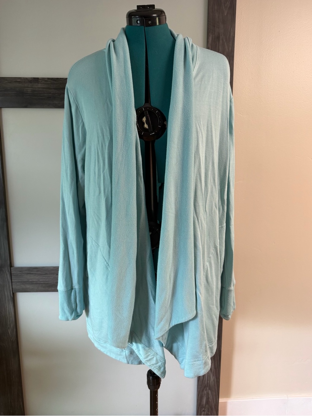 Athleta Light Aqua Open-Front Draped Cardigan